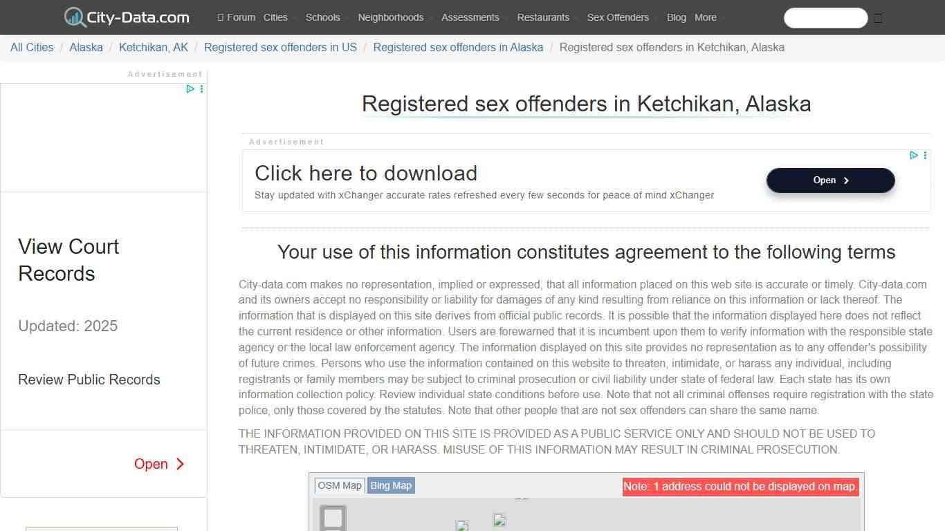 Registered sex offenders in Ketchikan, Alaska - crimes listed, registry-based, living in this city